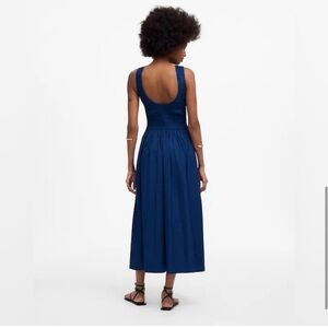 NWT Madewell Melody Scoopback Smocked Midi Dress Blue Moon Size Small